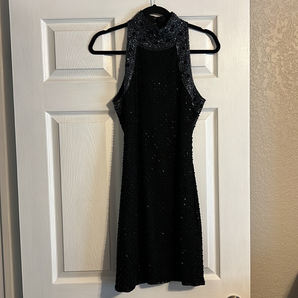 Scala Black and Silver Halter Dress